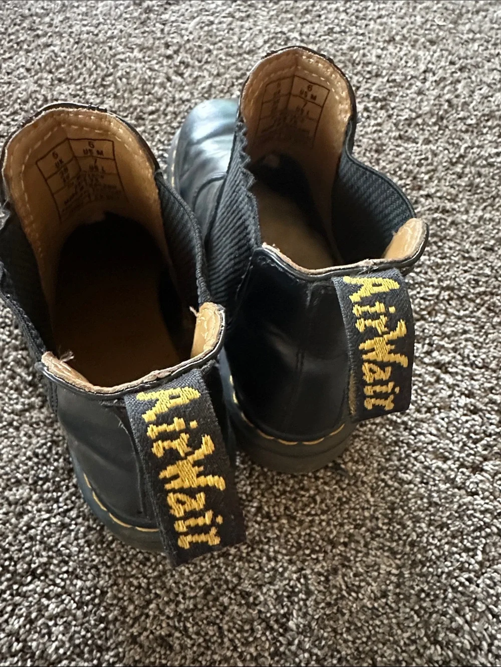 Dr. Martens Classic Black Leather Chukka Boots Unisex with Yellow Stitching